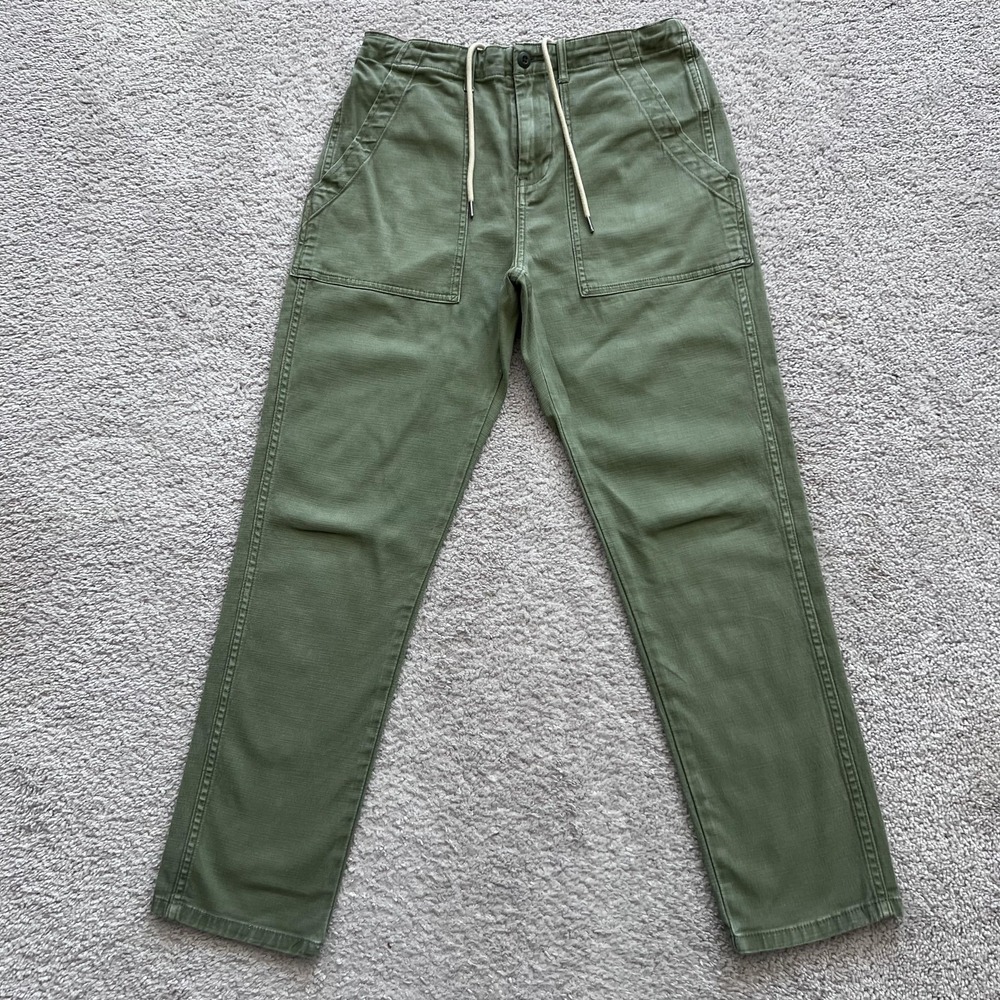 Flint And Tinder Chino Pants Mens 30x28 Green Elastic Waist Drawstring Tapered
